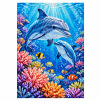 Dolphins Coral Reef Diamond Painting Kit finished diamond artwork on white background