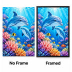 Dolphins Coral Reef Diamond Painting Kit No Frame and Framed comparison