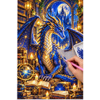 Dragon Guardian Enchanted Library — diamond painting process with applicator pen