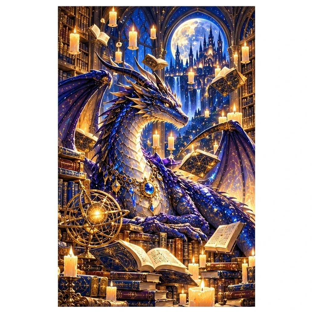 Dragon Library Floating Candles original artwork on white