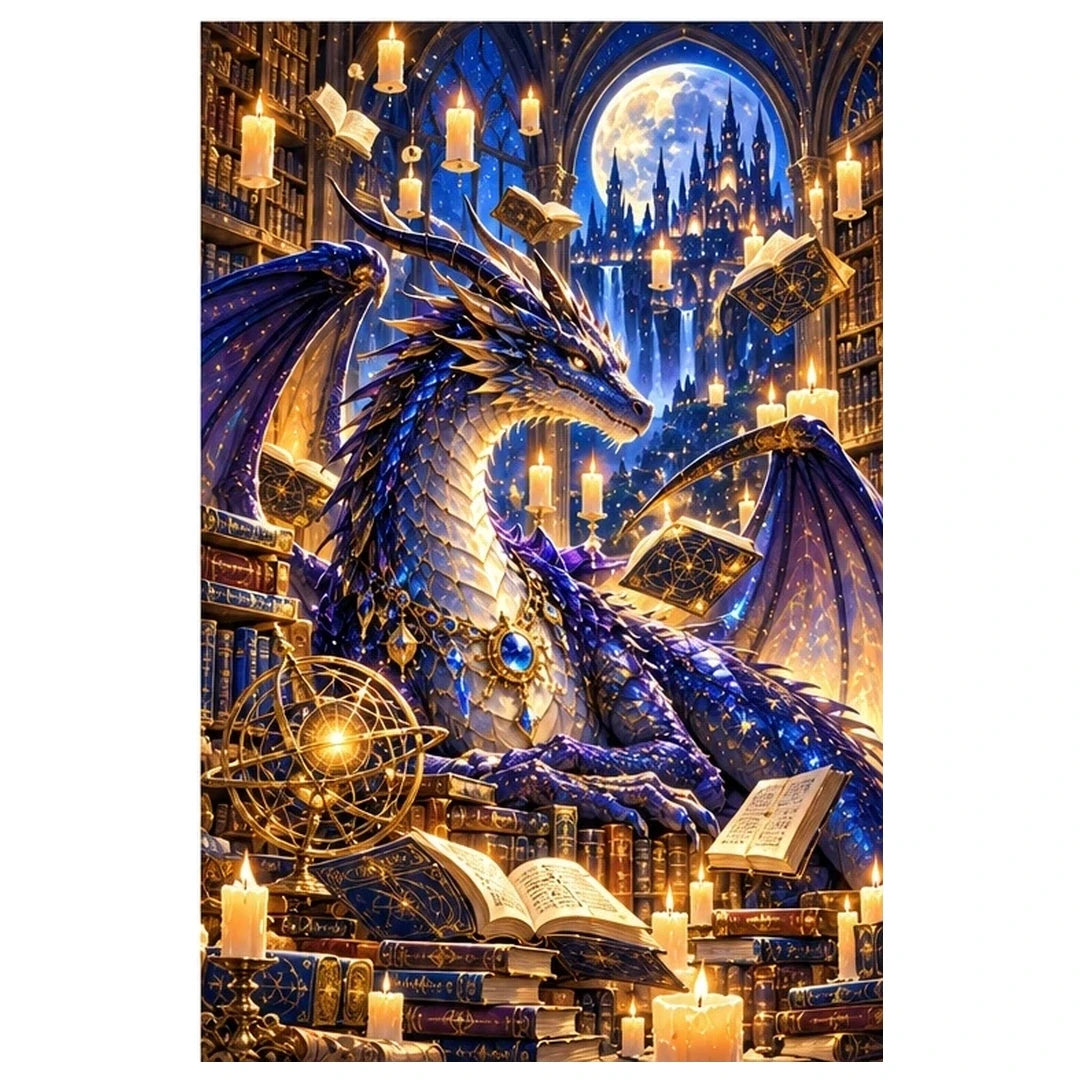 Dragon Library Floating Candles original artwork on white