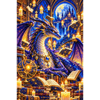 Dragon Library Floating Candles finished diamond painting on white