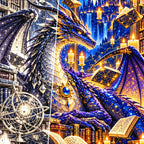 Dragon Library Floating Candles canvas and resin drill detail