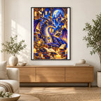 Dragon Library Floating Candles finished artwork in home décor
