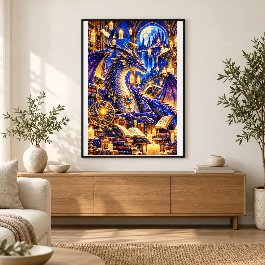 Dragon Library Floating Candles finished artwork in home décor