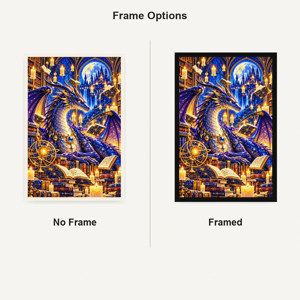 Dragon Library Floating Candles No Frame and Framed comparison