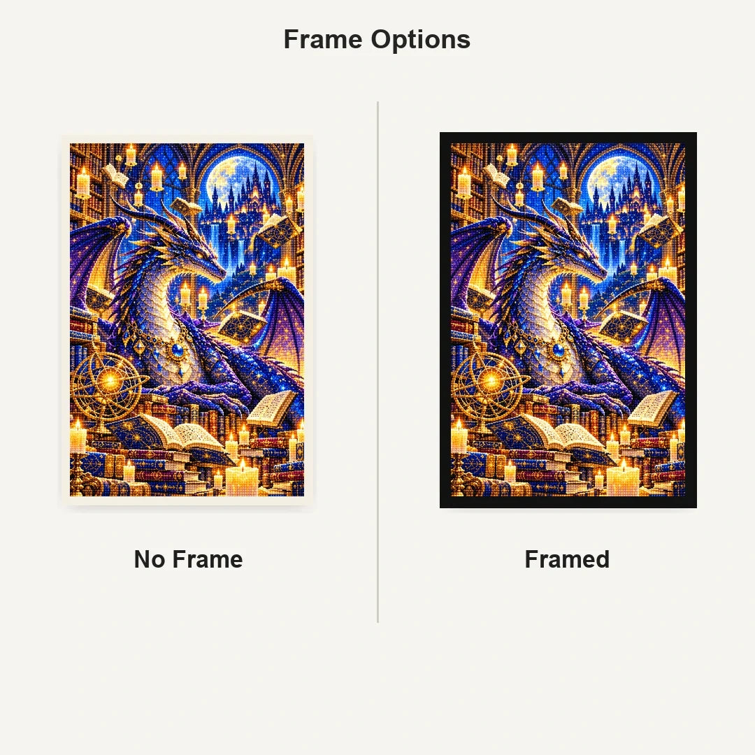 Dragon Library Floating Candles No Frame and Framed comparison