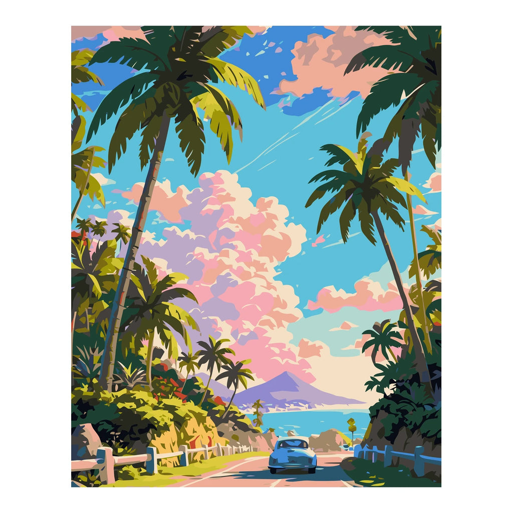 Original artwork for Drive To Ocean Vista Diamond Painting Kit