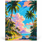 Finished diamond painting for Drive To Ocean Vista Diamond Painting Kit