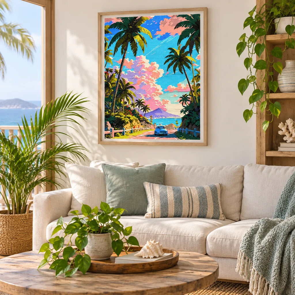 Home decor scene for Drive To Ocean Vista Diamond Painting Kit