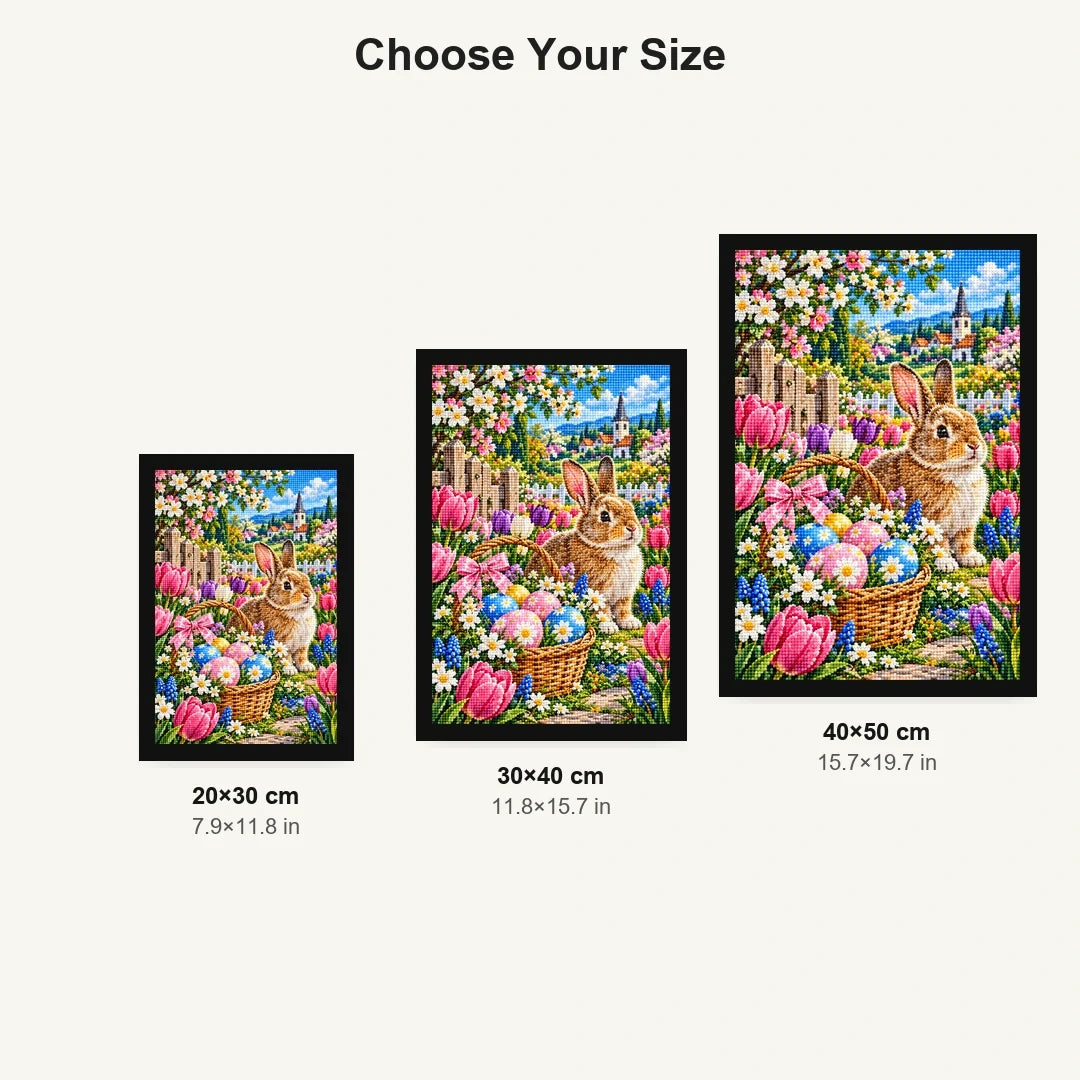 Easter Bunny Tulip Garden — size comparison for 20 × 30, 30 × 40 and 40 × 50 cm