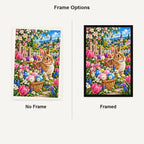 Easter Bunny Tulip Garden — No Frame and Framed style comparison