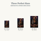Three size options for the Eclipse Veil Oracle diamond painting kit.