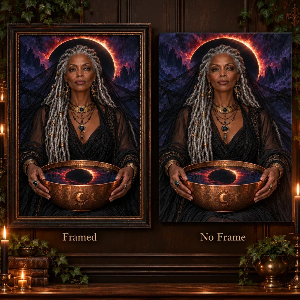 Framed and no-frame Eclipse Veil Oracle designs shown side by side.