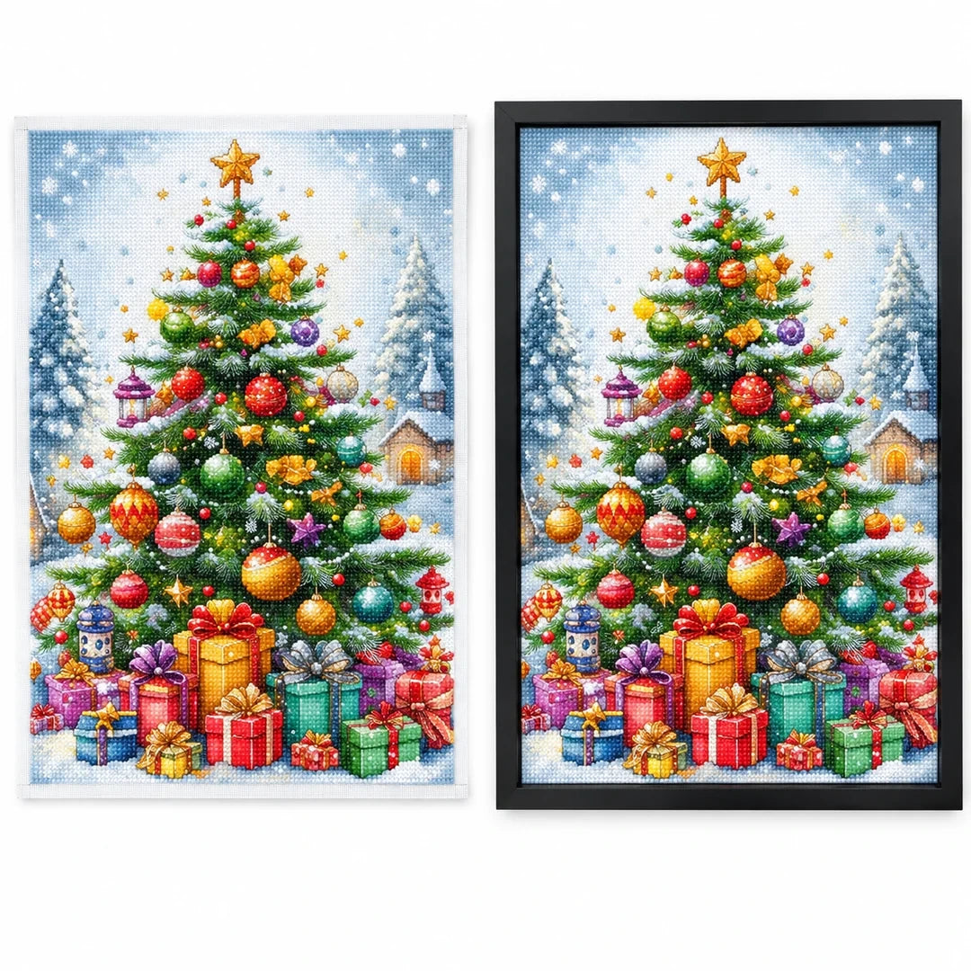 Elegant Christmas Tree Diamond Painting Kit frame comparison