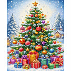 Elegant Christmas Tree Diamond Painting Kit finished diamond artwork on white background