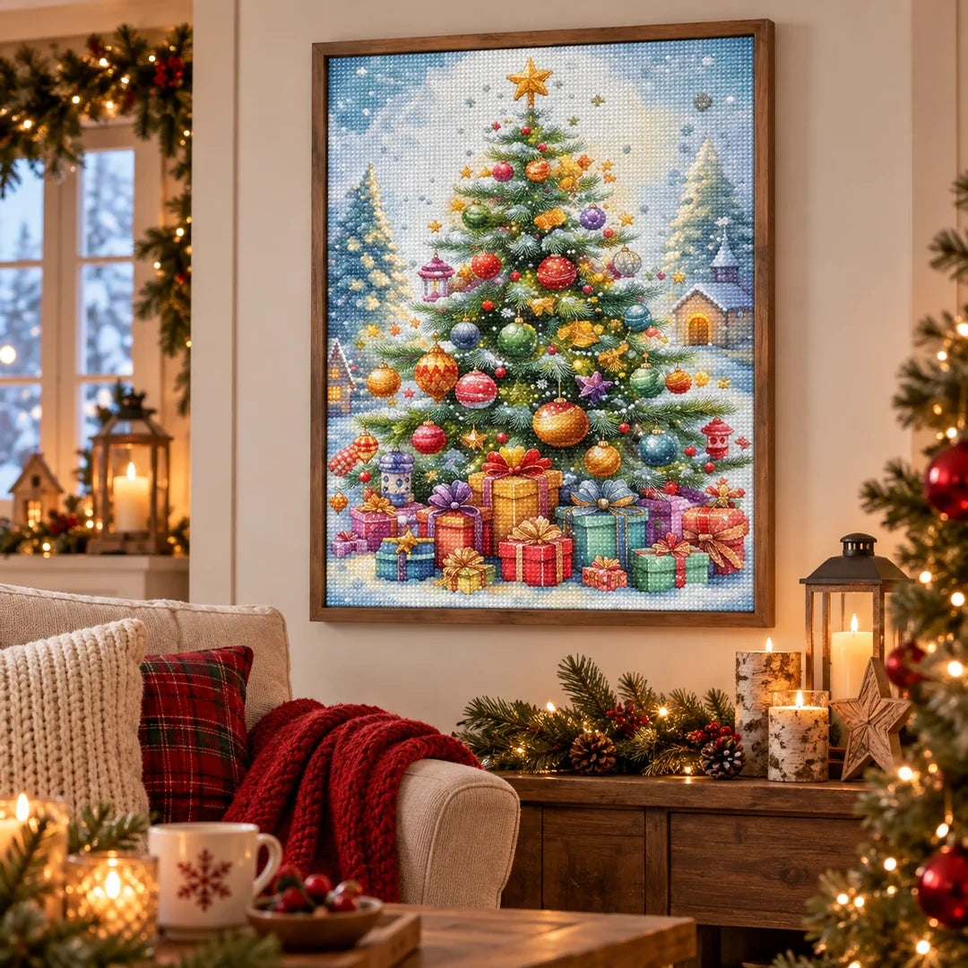Elegant Christmas Tree Diamond Painting Kit scene