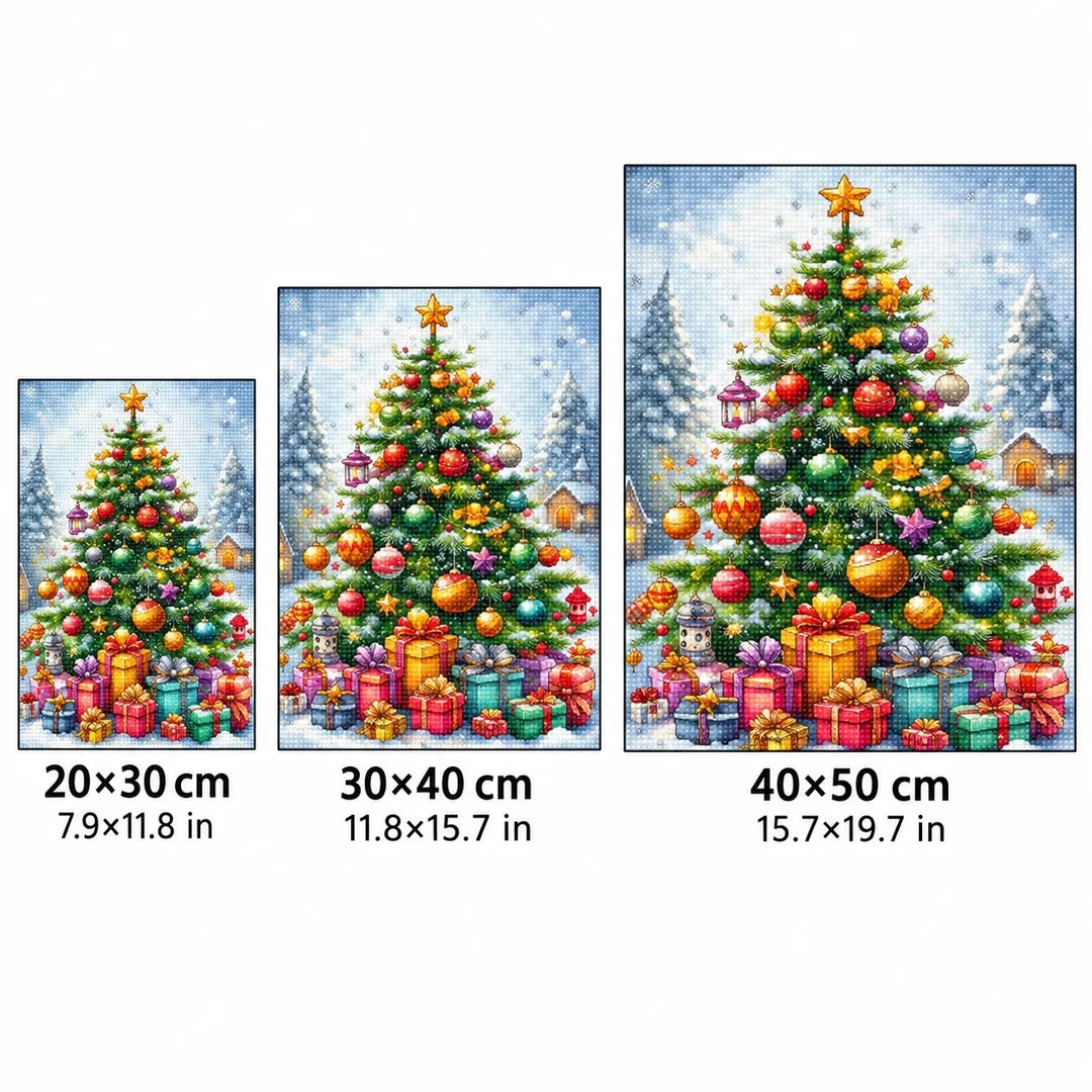 Elegant Christmas Tree Diamond Painting Kit sizes