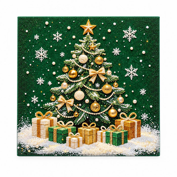Emerald Christmas Tree and Gifts Pearl Diamond Painting Kit hero