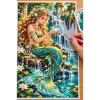 Emerald Mermaid Waterfall Lagoon diamond painting process