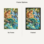 Emerald Mermaid Waterfall Lagoon No Frame and Framed comparison