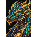 Emerald Obsidian Mosaic Dragon finished diamond painting on white background
