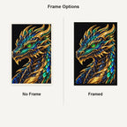 Emerald Obsidian Mosaic Dragon No Frame and Framed style comparison