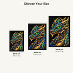 Emerald Obsidian Mosaic Dragon 20 by 30, 30 by 40, and 40 by 50 centimeter size guide