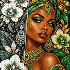 Emerald Orchid Queen diamond drill and canvas detail