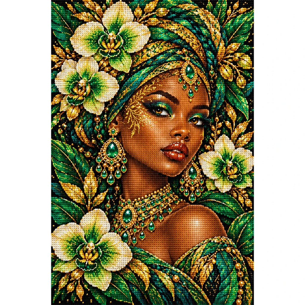 Emerald Orchid Queen original artwork on white background