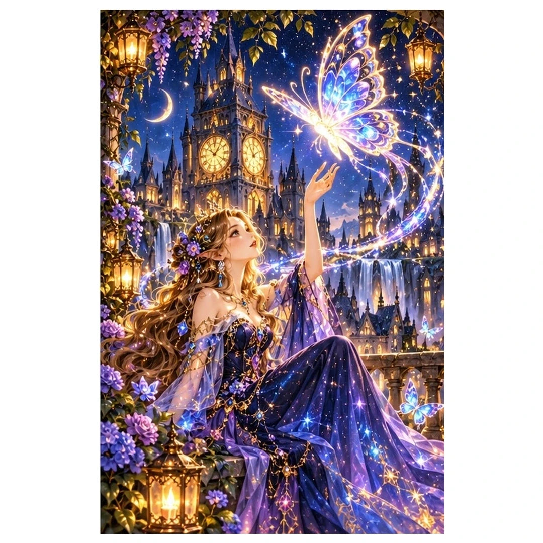 Enchanted Clocktower Butterfly Spirit original artwork on white