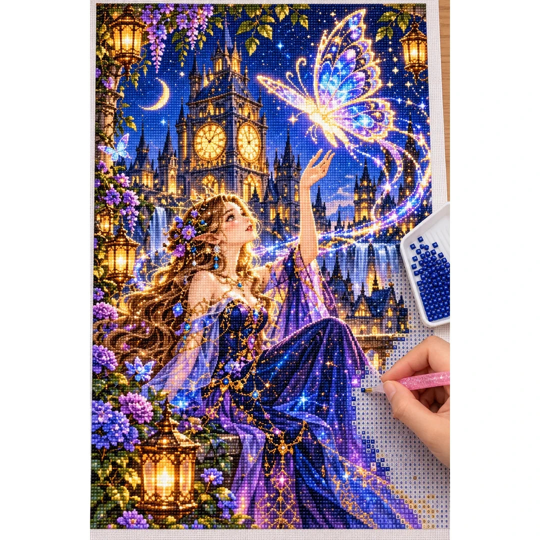 Enchanted Clocktower Butterfly Spirit diamond painting process