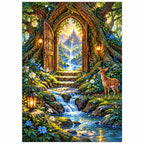 Enchanted Forest Gateway Diamond Painting Kit finished diamond artwork on white background