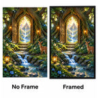 Enchanted Forest Gateway Diamond Painting Kit No Frame and Framed comparison