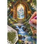 Enchanted Forest Gateway Diamond Painting Kit diamond placement process