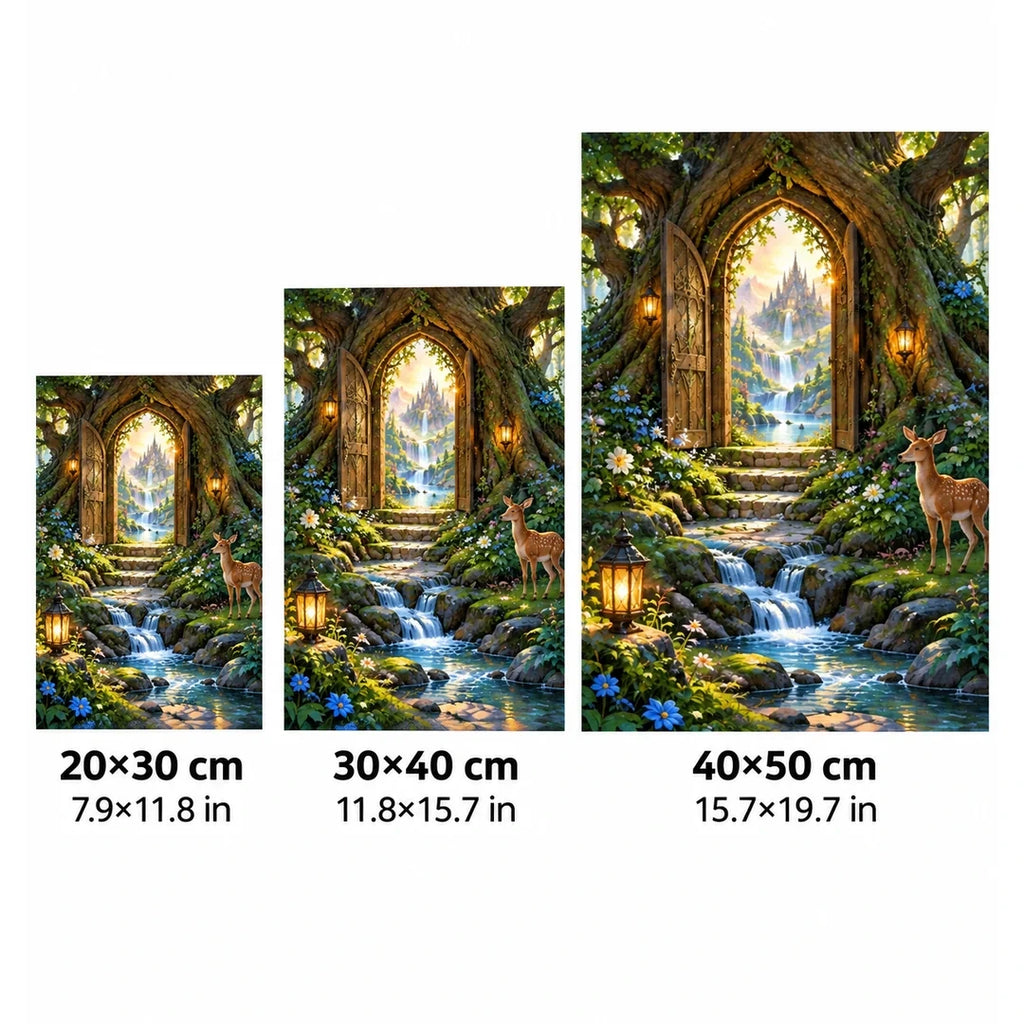 Enchanted Forest Gateway Diamond Painting Kit size guide