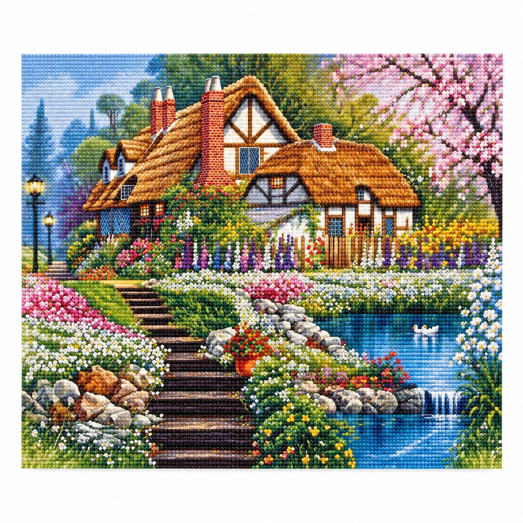 English Cottage Garden Diamond Painting Kit finished landscape diamond painting product