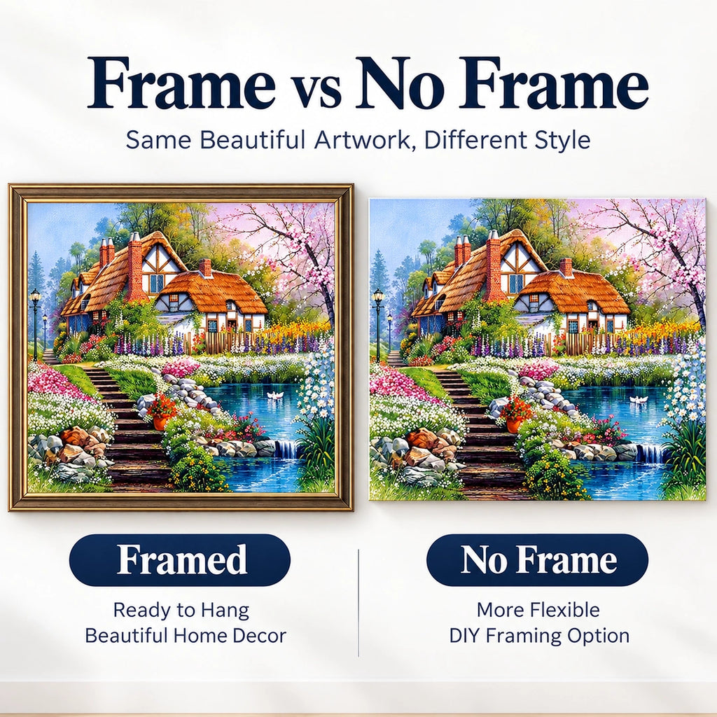 English Cottage Garden Diamond Painting Kit diamond painting No Frame and Framed options