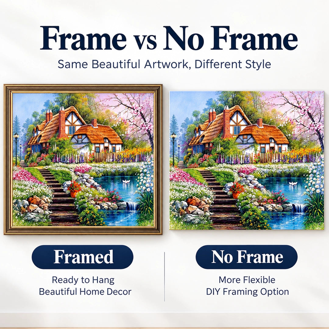 English Cottage Garden Diamond Painting Kit diamond painting No Frame and Framed options