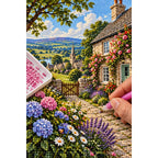 English Cottage Hydrangea Garden diamond placement process