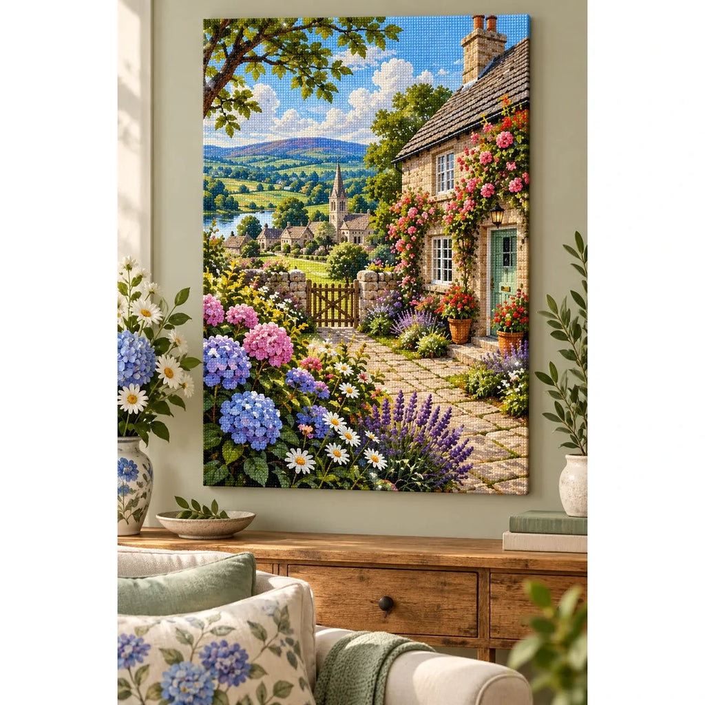 English Cottage Hydrangea Garden home decor scene