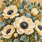 White blossoms and eucalyptus leaves in a silver vase: close-up of diamond drills