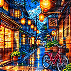 Diamond detail for Evening Lantern Lane Diamond Painting Kit