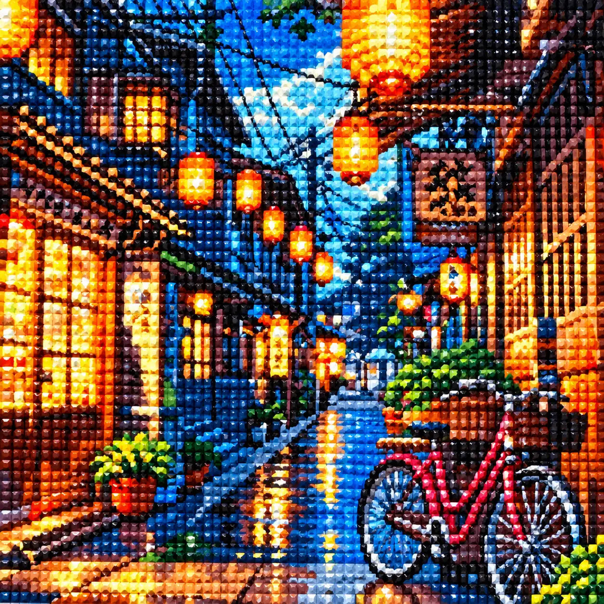 Diamond detail for Evening Lantern Lane Diamond Painting Kit