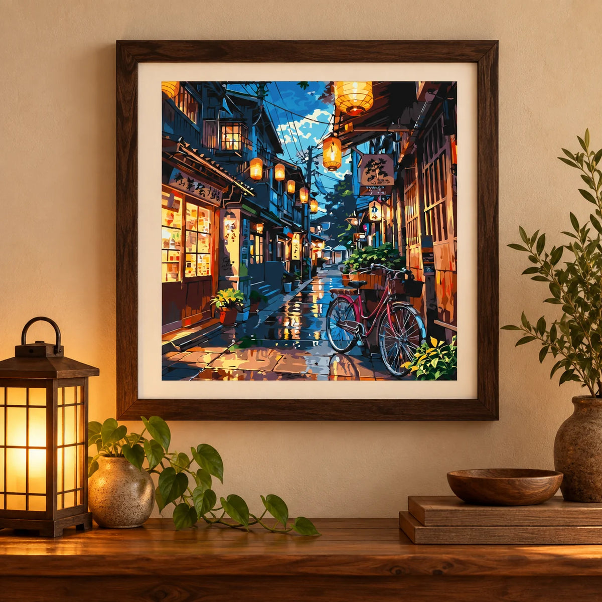 Home decor scene for Evening Lantern Lane Diamond Painting Kit