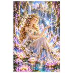 Fairy Queen Water Lily Throne original artwork on white