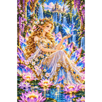 Fairy Queen Water Lily Throne finished diamond painting on white
