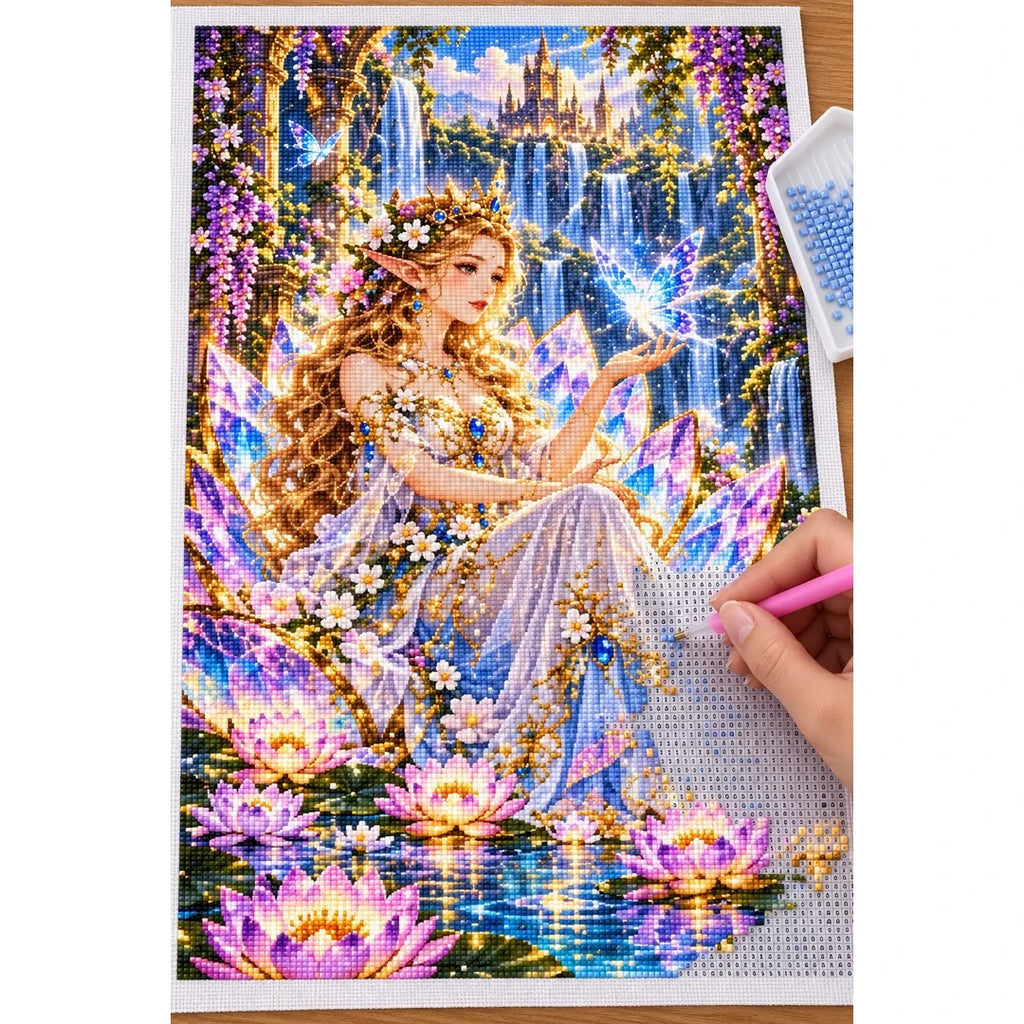 Fairy Queen Water Lily Throne diamond painting process