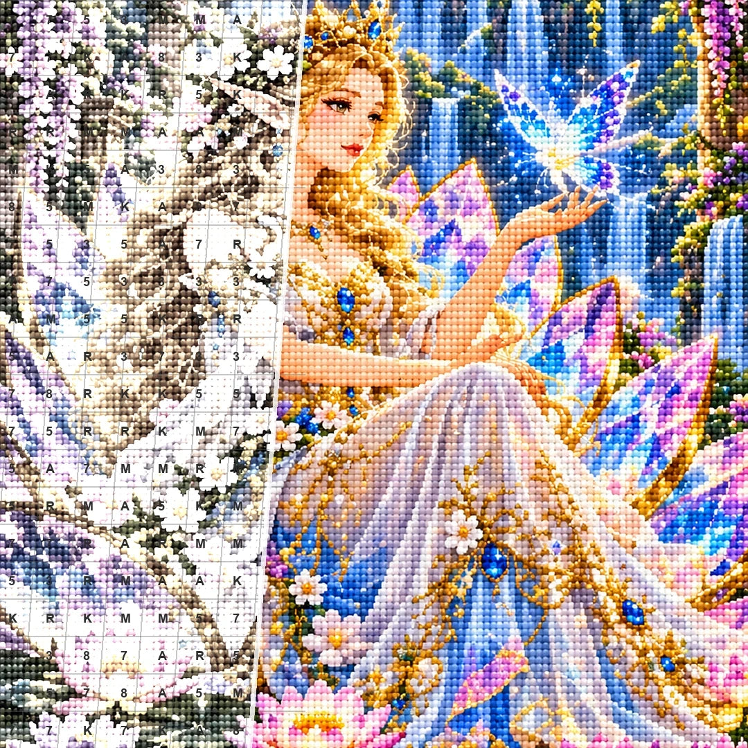 Fairy Queen Water Lily Throne canvas and resin drill detail