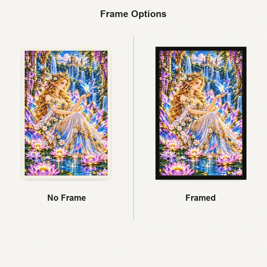 Fairy Queen Water Lily Throne No Frame and Framed comparison